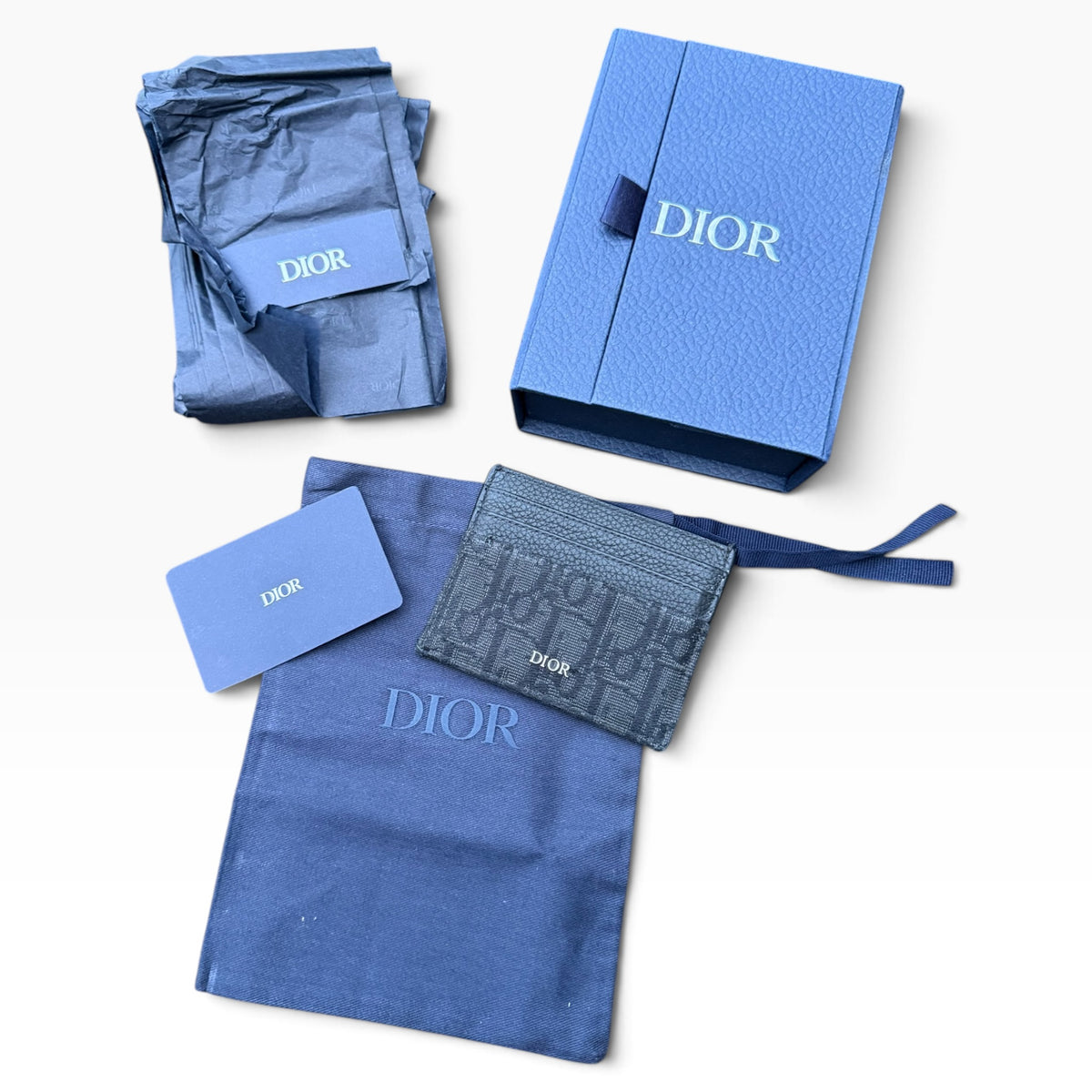 Dior Oblique Jacquard And Black Grained Calfskin Card Holder