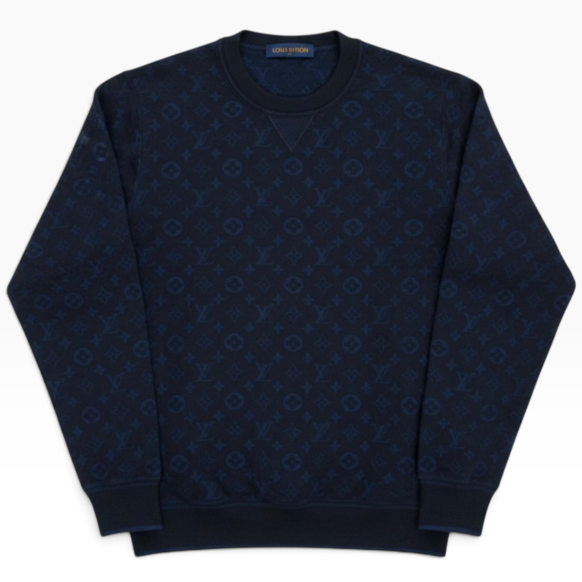 Louis Vuitton tummansininen monogrammikuvioinen collegepaita