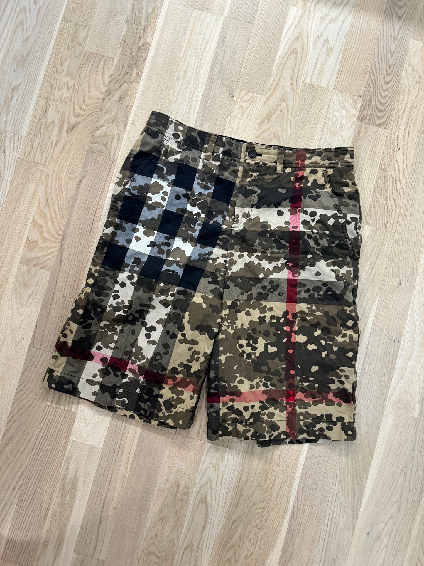 Burberry Camouflage Check Tailored Shorts