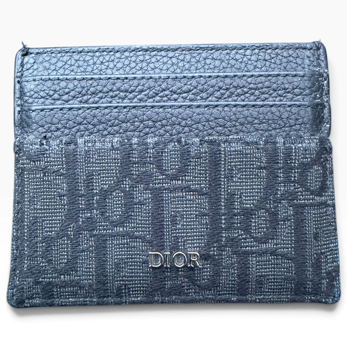 Dior Oblique Jacquard And Black Grained Calfskin Card Holder