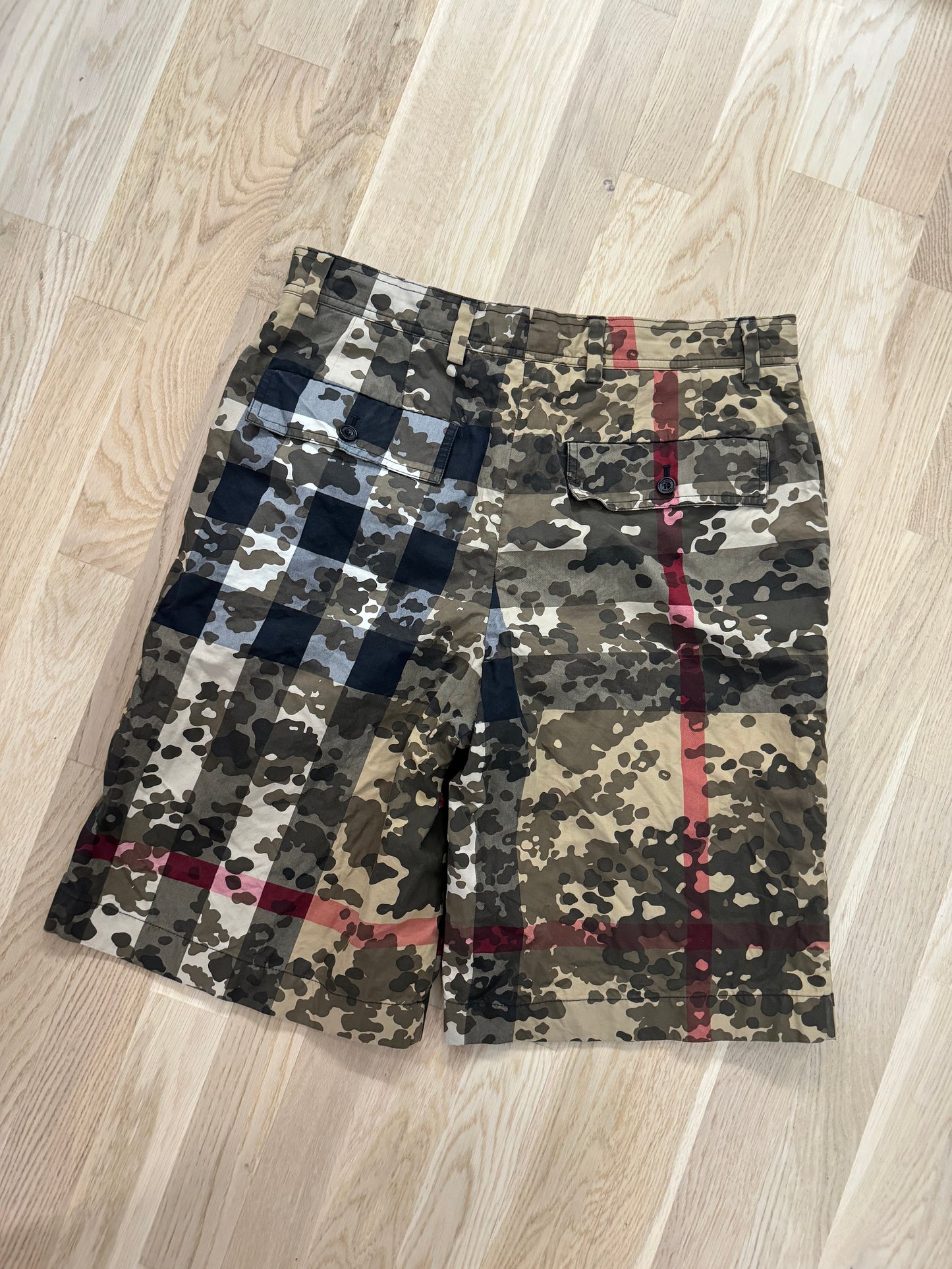 Burberry Camouflage Check Tailored Shorts