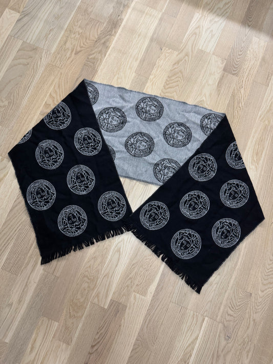 Versace Logo Embroidered Wool Scarf