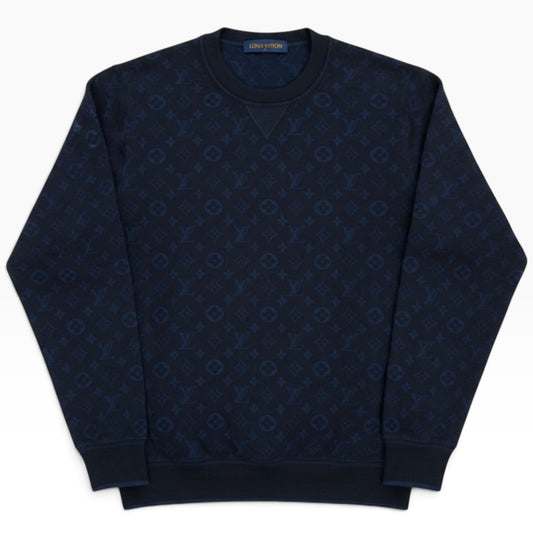Louis Vuitton tummansininen monogrammikuvioinen collegepaita